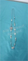 Womens 20 in faux pearl & CZ silver necklace