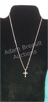 Women's 9 in CZ cross silver necklace