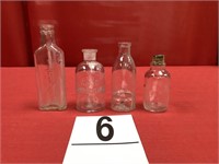 4 Antique Glass Bottles