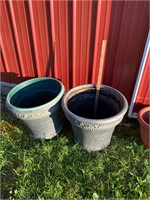 two large plastic planters