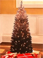 Pre-lit Black & Silver Christmas/Halloween Tree 4’