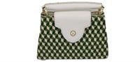 Green & White Leather Cube Pattern Bag