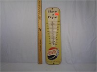 Pepsi Cola Metal Thermometer Embossed 27"x7.5"
