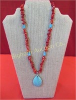 Turquoise & Coral 18" Necklace