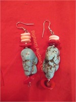 Earrings: Turquoise, Coral & Shell