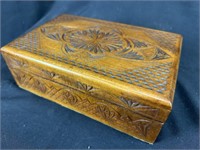 Hand Carved Wooden Antique German Keepsake Box