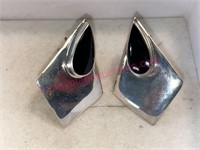 Sterling silver black onyx earrings (5.3g)