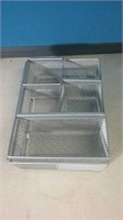 Silver wire mesh basket set to organize desk