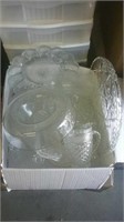 Big box of clear glass of all kinds including