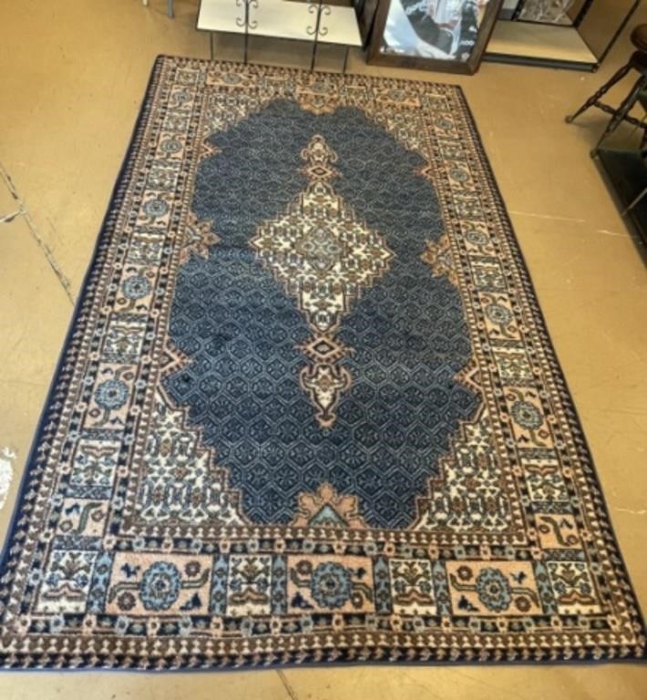 Blue and Tan Bound Rug