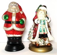 Decorated Glass Standing Santas