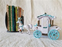 Vintage Children's Books & Bookends w/ Carriage