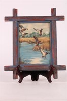 Vintage Framed When the Mallards Come In Print,