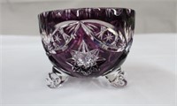 Vintage purple cut to clear footed bowl, 4.25 X