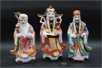 3 Vtg. Chinese Wise Men H.P. Porcelain Figurines