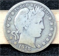 1915-S Barber Half Dollar, VG