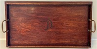 NICE ANTIQUE MAHOGANY DBL HANDLED BUTLER'S TRAY