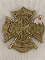 Heavy Brass Fire Department Plaque