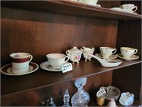 7PC CHINA (SAUCERS, CUPS, MILK AND SUGAR DISHES)