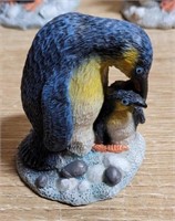 Handpainted Penguin & Chick Figurines