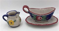 Solimene Italian Ceramic Gravy Boat and Pitcher