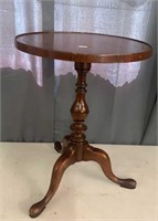 3-LEG LEATHER INLAY OCCASSIONAL TABLE