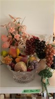 Floral Arrangements, Glass Bowls, Fake Fruit
