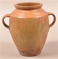 Antique Stoneware Jar, Double Loop Handled, 10" Ta