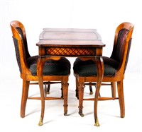 Furniture Vtg Convertible Chess Table & Chairs