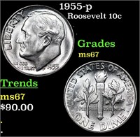 1955-p Roosevelt Dime 10c Grades GEM++ Unc