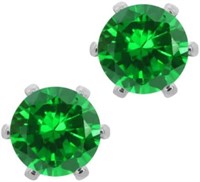 Classic Round Cut 2.00ct Emerald Earrings