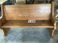 Wooden church pew - one end ornate - 62L