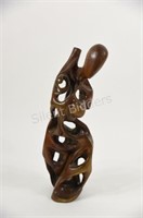 Artisian Carved Twisted Wood Figurine Stature