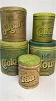 5 pc Tin Canister Set