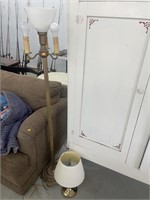Vintage floor lamp and brass table lamp
