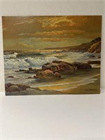 Vintage Robert Wood “Sunset Shore” textured litho