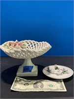 Porcelain compote and plate