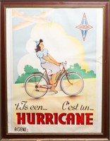 Hurricane Bicycles Vintage Poster, Belgian, 1950s