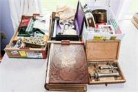 (3) Flats of Misc. Desk Items, Biographical &