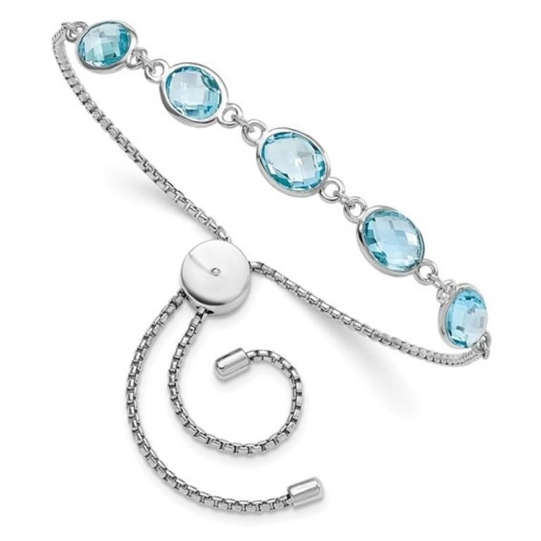 Sterling Silver Blue Topaz Crystal Bracelet