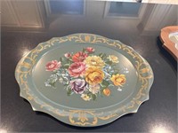 Large Vintage Hand Painted Tole Tray 28” l x 23”