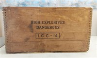 Vtg. High Explosives Dangerous wooden crate.  17