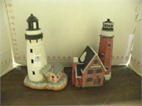 TWO LIGHTHOUSE FIGURINES