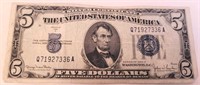 1934 D Five Dollar Silver Certificate Bill