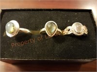 (3) Sterling Silver Gemstone Rings