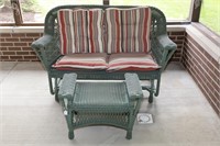 OUTDOOR PATIO TWO SEATER GLIDER WITH OTTOMAN