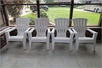 4 RUBBERMAID WHITE OUTDOOR LAWN CHAIRS