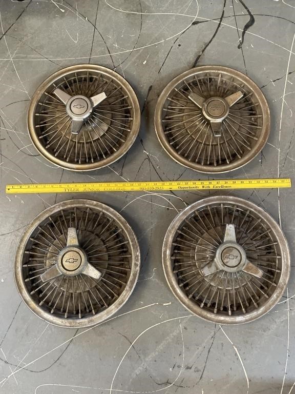 4 Vintage Chevrolet Spoke Hubcaps