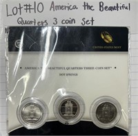 LOT#10) AMERICA THE BEAUTIFUL QUARTERS 3 COIN SET