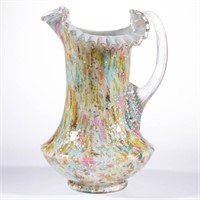 VICTORIAN SPATTER GLASS WATER PITCHER, opaque